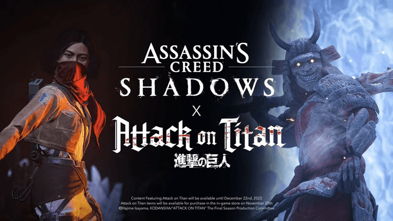 Assassin's Creed Shadows gaat een samenwerking aan met Attack on Titan