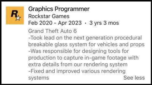 Grand Theft Auto 6 Graphics Programmer