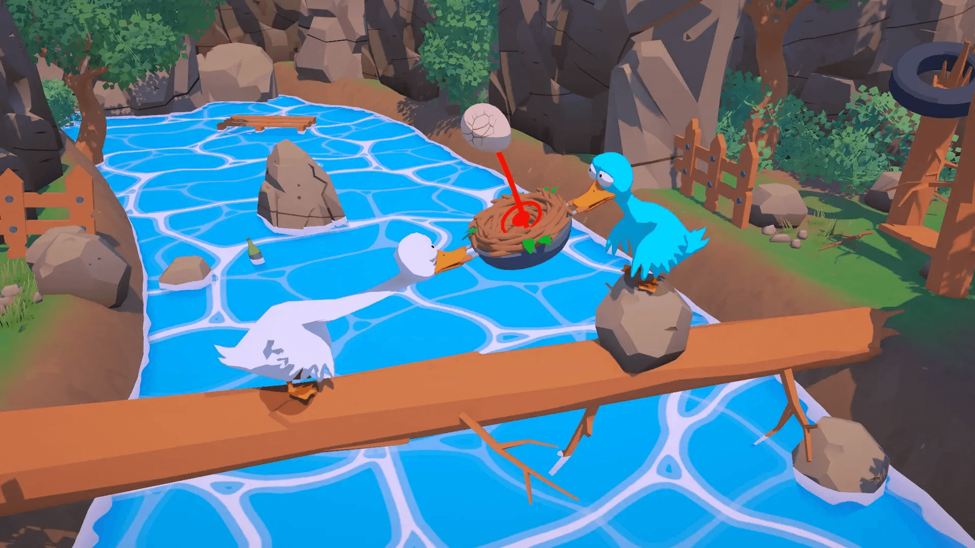 Probeer samen een ei naar de eindbestemming te brengen in Eggstremely Hard Game
