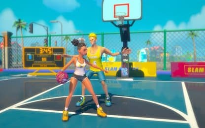 Ram de bal in de basket met de VR Basketbal game Slam City