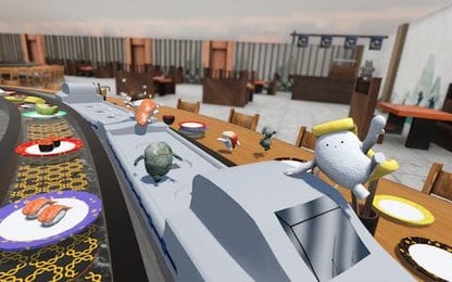 Vecht met rauwe vis in Sushi Battle Rambunctiously