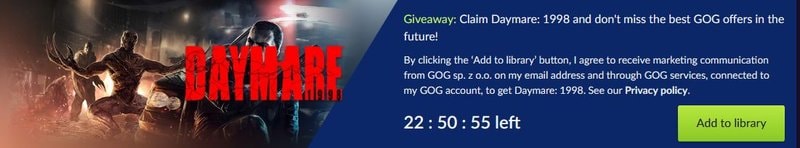 Daymare: 1998 Giveaway Banner