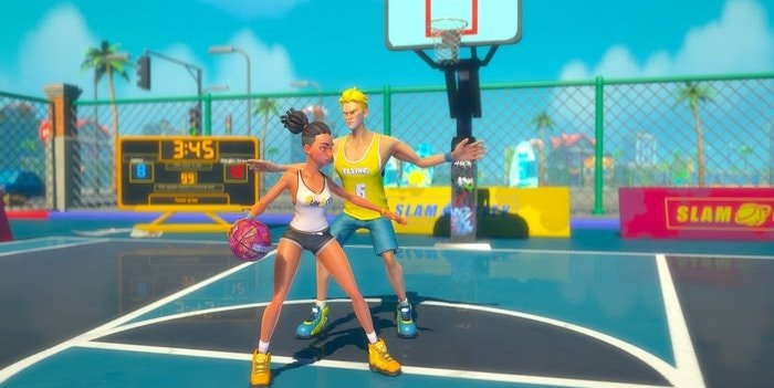 Ram de bal in de basket met de VR Basketbal game Slam City