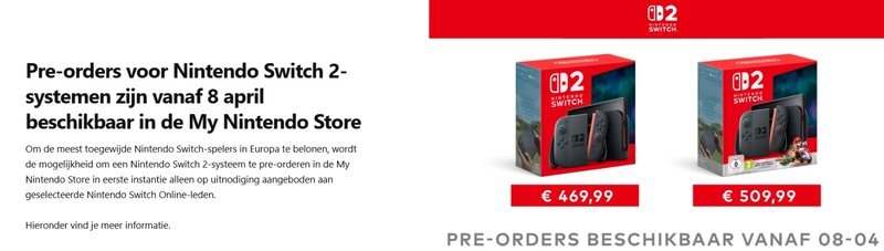 Switch 2 prijs