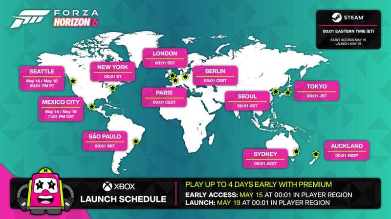 Forza Horizon 6 release times