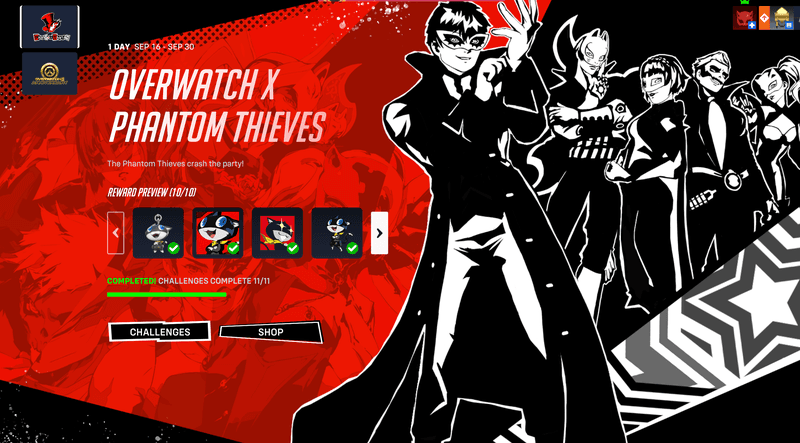 Overwatch 2 x Phantom Thieves menu