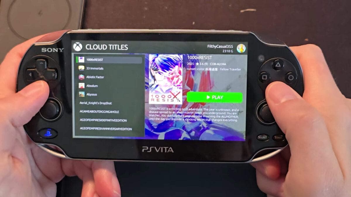 Modders hebben XBOX cloud op de PS Vita gekregen