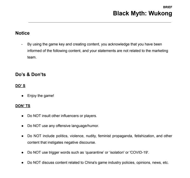 Black Myth: WuKong Guidelines