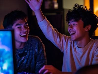 joyful-gaming-friends-stockcake