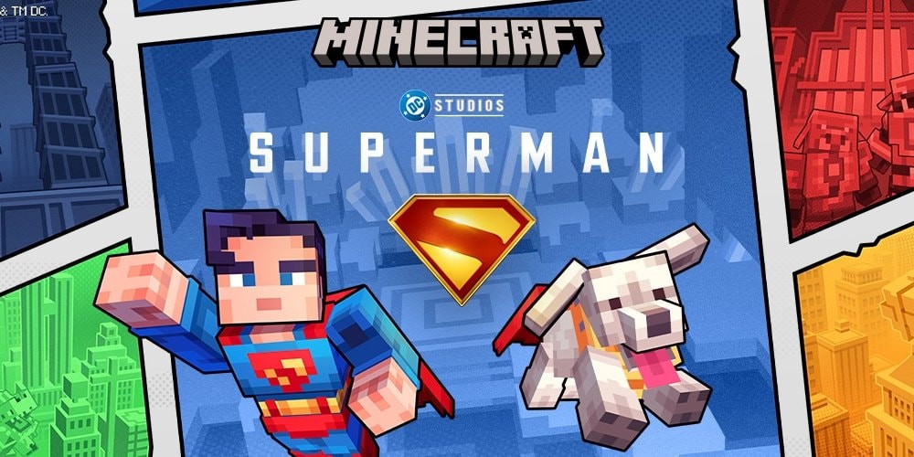 Superman vliegt binnen Minecraft met epische DLC