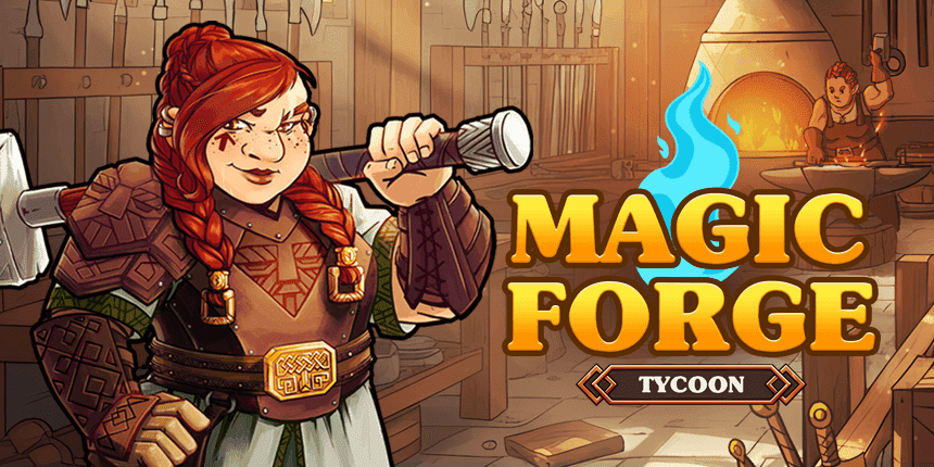De smid moet werken in Magic Forge Tycoon